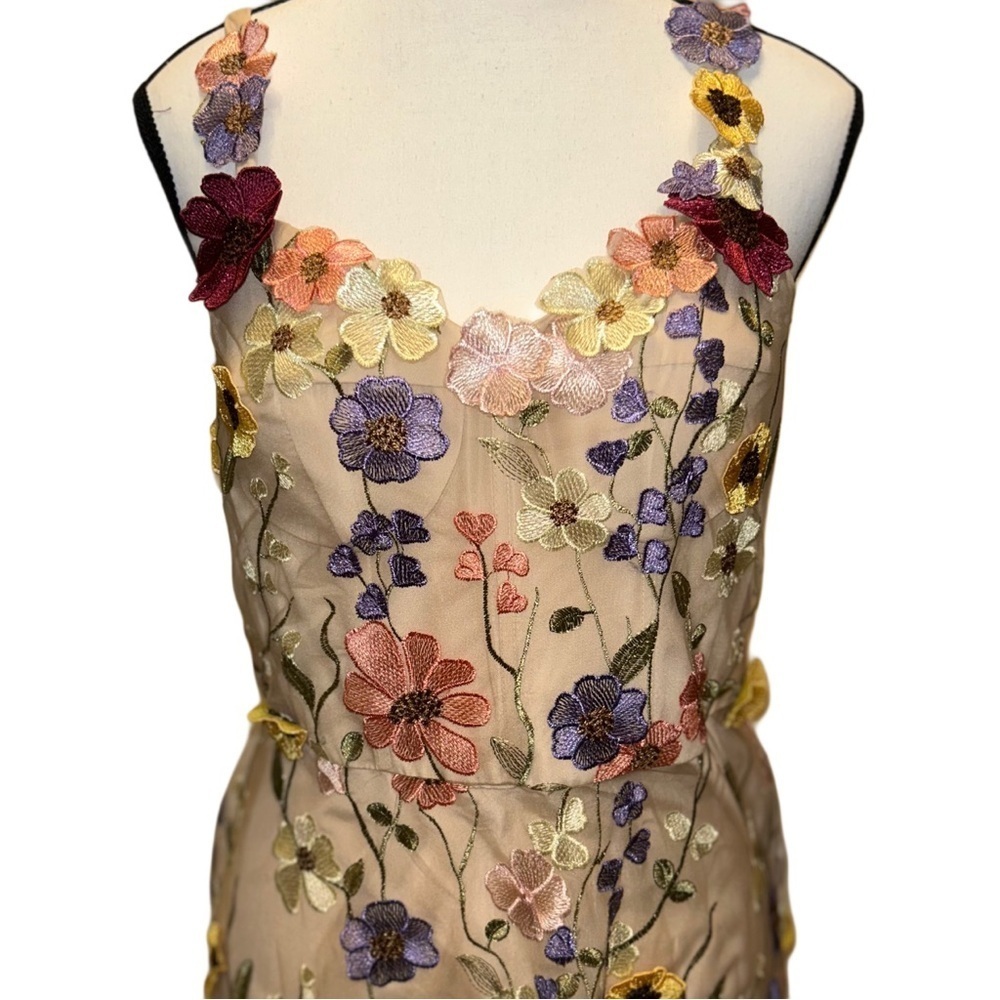 Tan Scoop Neck Sleeveless Midi Sundress for Weddings - Picture 4 of 6